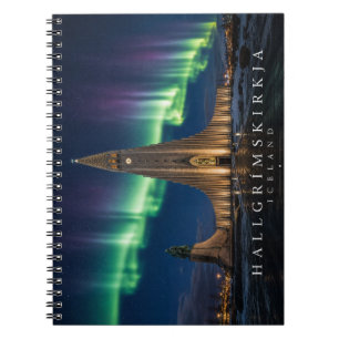 Hallgrimskirkja unter dem Nordlicht Notizblock
