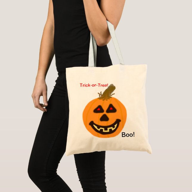 Hallloween Orange Jack-o-Lantern Tragetasche (Vorderseite (Produkt))