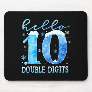 Hallo 10 Doppelte Ziffern Schneeflocken Winter Wei Mousepad