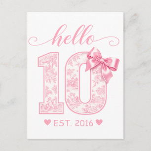Hallo 10. Geburtstag Rosa Hallo 10 Benutzerdefin Postkarte