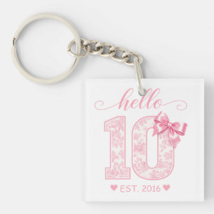 Hallo 10. Geburtstag Rosa Hallo 10 Benutzerdefin Schlüsselanhänger