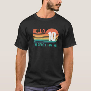 Hallo 10 Jahre alt Geburtstag Retro Sonnenuntergan T-Shirt