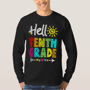 Hallo 10. Klasse Spaß zurück zum Schullehrer T-Shirt