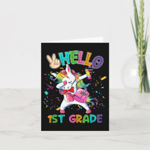 Hallo 1. Klasse Dabbing Einhorn zurück zur Schule  Karte