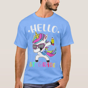 Hallo 1. Klasse Dabbing Einhorn Zurück zur Schule T-Shirt