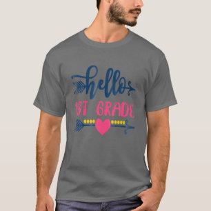 Hallo 1. Klasse Lehrer Kinder zurück zum Schulgesc T-Shirt