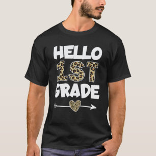 Hallo 1. Klasse Leopardendruck Lehrer der ersten K T-Shirt