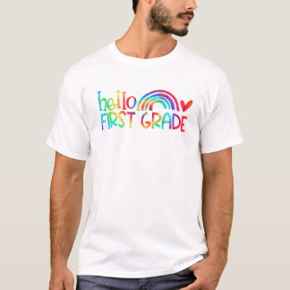 Hallo 1. Klasse Rainbow Student Lehrer zurück an S T-Shirt