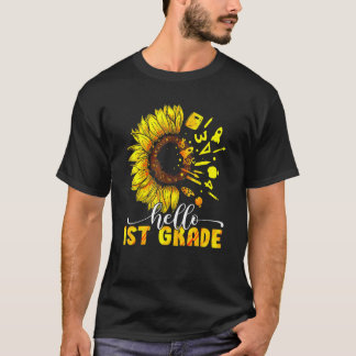 Hallo 1. Klasse Sonnenblumen Lehrer Schule Zurück  T-Shirt