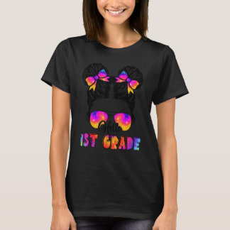 Hallo 1. Klasse Unordentlicher Dutt Lehrer Zurück T-Shirt