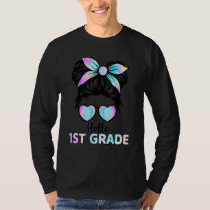Hallo 1. Klasse Unordentliches Mädchen mit Pferdes T-Shirt