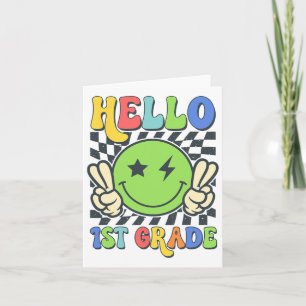 Hallo 1. Klasse Vibes Groovy Smile Face Zurück zu  Karte
