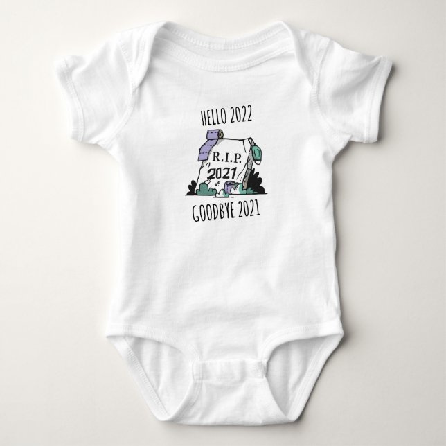 Hallo 2022 Auf Wiedersehen 2021 Erholung in Peace  Baby Strampler (Vorderseite)