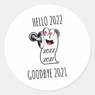 Hallo 2022 Auf Wiedersehen 2021 Toilettenpapier Runder Aufkleber