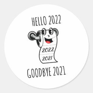 Hallo 2022 Auf Wiedersehen 2021 Toilettenpapier Runder Aufkleber