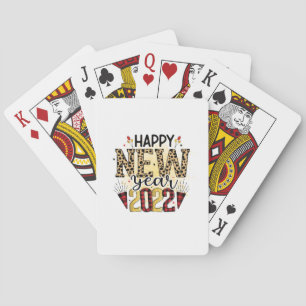Hallo 2022 Frohes neues Jahr 2022 Leopard Spielkarten