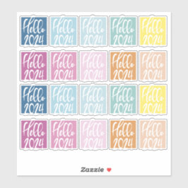 Hallo 2024 Rechtecke Vollfarbig Aufkleber