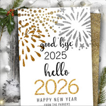 Hallo 2025 Gold Glitzer Festivals Feuerwerk Neues