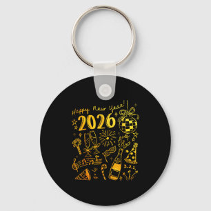 Hallo 2026 Disco-Kugel Kokette Schleife Frohes Neu Schlüsselanhänger