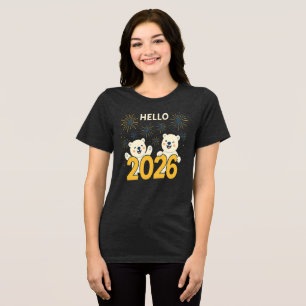 Hallo 2026 Eisbären Damen Neujahrs-T-Shirt Tri-Blend Shirt