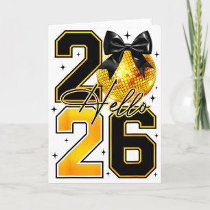 Hallo 2026 Frohes Neues Jahr 2026 Coquette Schleif Karte