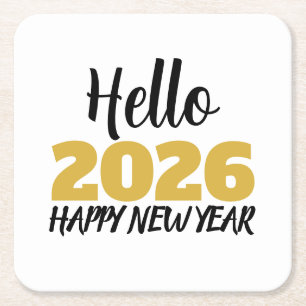 Hallo 2026 Frohes Neues Jahr Rechteckiger Pappuntersetzer