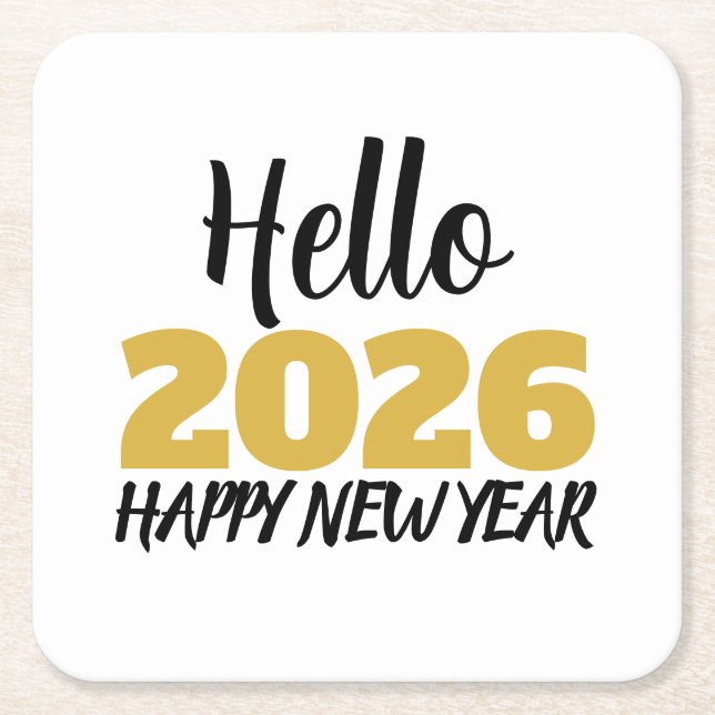 Hallo 2026 Frohes Neues Jahr Rechteckiger Pappuntersetzer (Vorderseite)