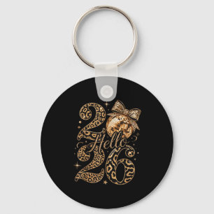 Hallo 2026 Leopard Kokette Disco Kugel Frohes Neue Schlüsselanhänger