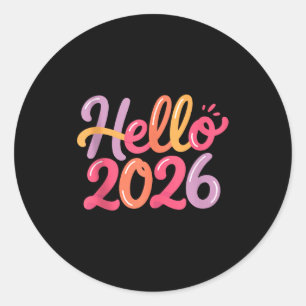 Hallo 2026 Silvesterfeier Spaß Bunte Jungen Runder Aufkleber