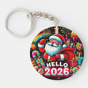 Hallo 2026 Weihnachtsmann Weihnachten Benutzerdefi Schlüsselanhänger