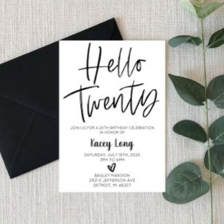 Hallo 20. Geburtstag Einladung