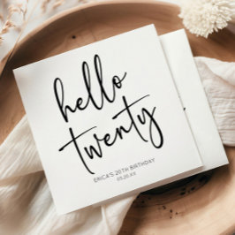 Hallo 20 Minimalistische Geburtstagsparty Serviette