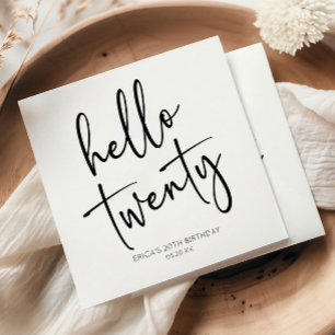 Hallo 20 Minimalistische Geburtstagsparty Serviette