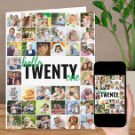 Hallo 21. FotoCollage 21. Geburtstag Karte<br><div class="desc">Big 21. Geburtstagskarte personalisiert mit Ihren eigenen Fotos und benutzerdefinierten Nachrichten. Auf der Vorderseite der Karte steht "Hallo 21" in moderner überdimensionaler Typografie und Pinselskript - oder Sie können dies z.B. auf 22 oder 29 bearbeiten. Die Fotovorlage ist Set für Sie, um 40 Fotos hochzuladen und Sie können die Nachricht...</div>