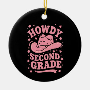 Hallo 2. Klasse Cowboy Cowgirl Zurück zur Schule Keramik Ornament