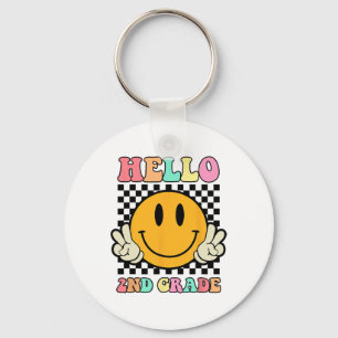 Hallo 2. Klasse Hippie Smile Gesicht Ck Zur Schule Schlüsselanhänger