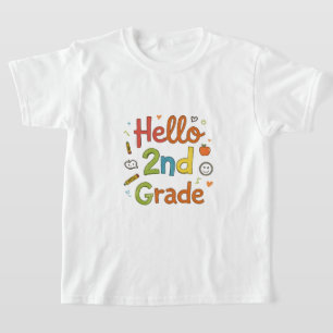 Hallo 2. Klasse   Niedliche Doodle Art für Back 2  T-Shirt