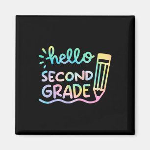 Hallo 2. Klasse Tie Dye Lehrer Kinder Zurück Zur S Magnet