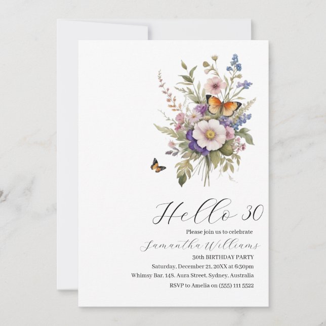 Hallo 30 Einfache Einladung zum 30. Geburtstag (Vorderseite)