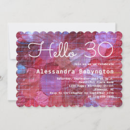 Hallo 30 Geburtstag feiern rot rosa Weiß mädchenha Einladung