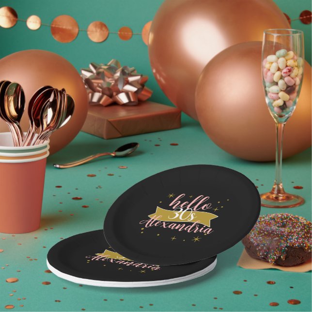 Hallo 30. Geburtstag Personalisiertes Design Pappteller (Multi)