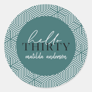 Hallo 30 Geburtstagsticker Runder Aufkleber