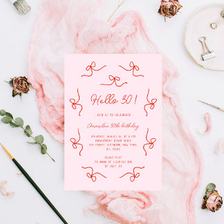 Hallo 30 Hand Drawn Whimsical Bows Geburtstagspart Einladung