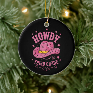 Hallo 3. Klasse Cowboy Cowgirl Zurück zur Schule Keramik Ornament