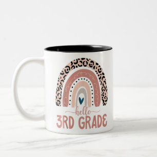 Hallo 3. Klasse Lehrer Leopard Rainbow Zurück Zweifarbige Tasse