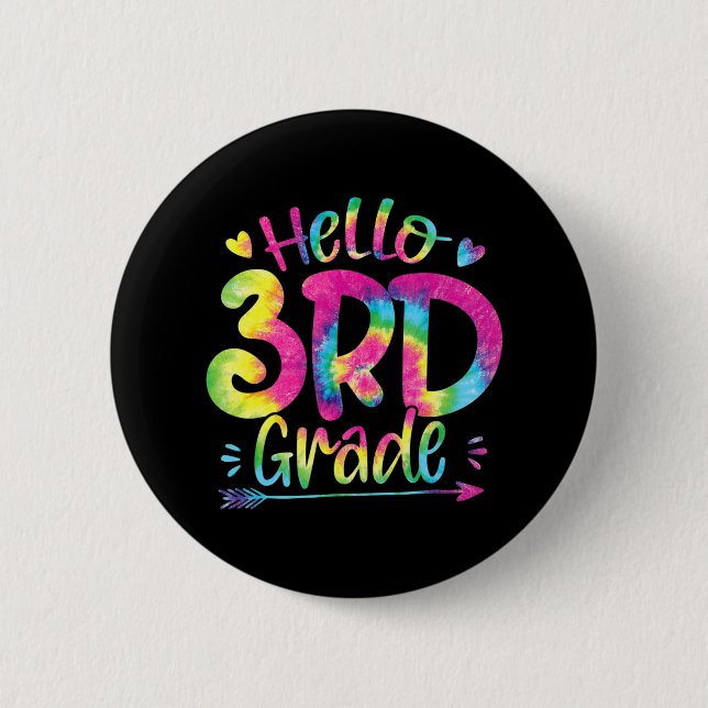 Hallo 3. Klasse Lehrer Schüler Gefärbte Krawatte z Button (Vorderseite)