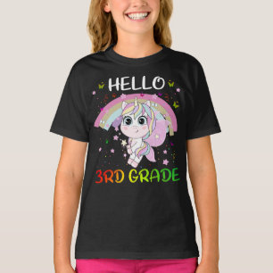 Hallo 3. Klasse Lehrer Student Team Unicorn Zurück T-Shirt