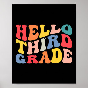 Hallo 3. Klasse Lehrer Zurück zur Schule Retro Poster