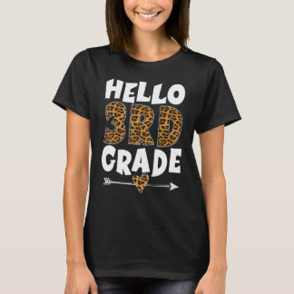 Hallo 3. Klasse Leopard Drittklässler Lehrer Stude T-Shirt