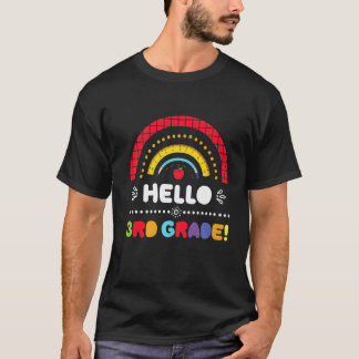 Hallo 3. Klasse Regenbogen Zurück zur Schule Dritt T-Shirt